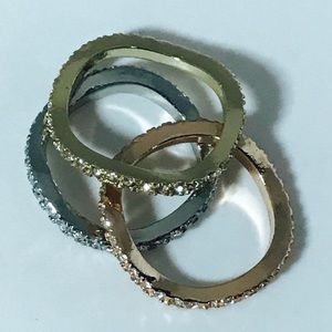 Bundle Set 3 Stackable Rings Silver Gold Rose Gold
